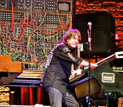 Keith Emerson in front of a Moog synthesizer ( image from WikiPedia )
