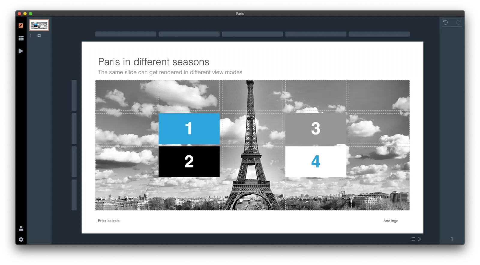 Wide screen, with a light background, the app turns dark again