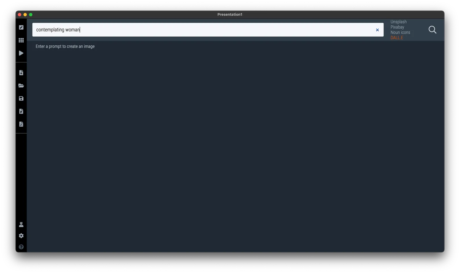 Step 2: add your prompt in the search bar of SlideMagic (usually you would enter image search keywords here)