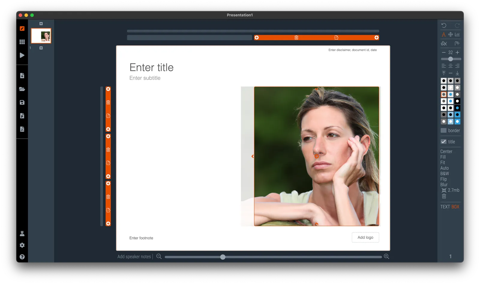 Step 4: click the image to add it in your presentation. The previous “AI” feature in SlideMagic should make sure that if the image is a portrait, cropping is done automatically and sensibly.