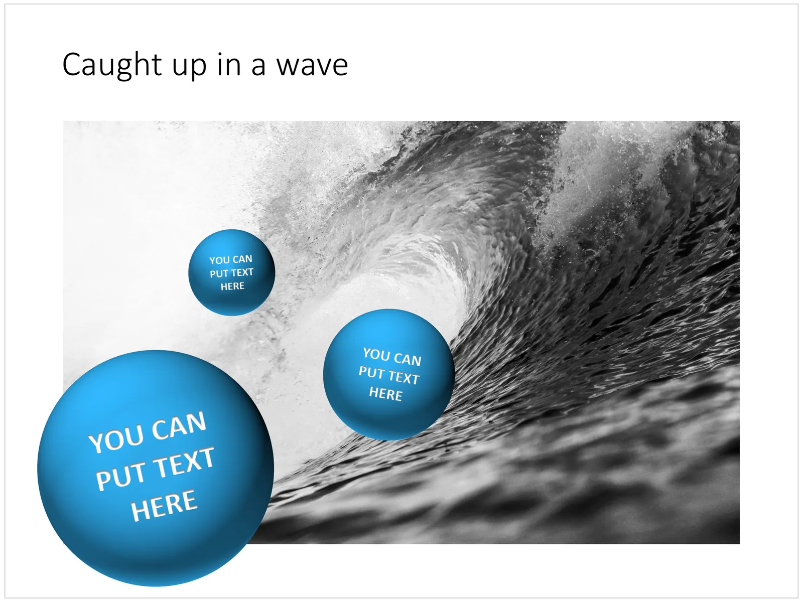 Balls bouncing on a big wave