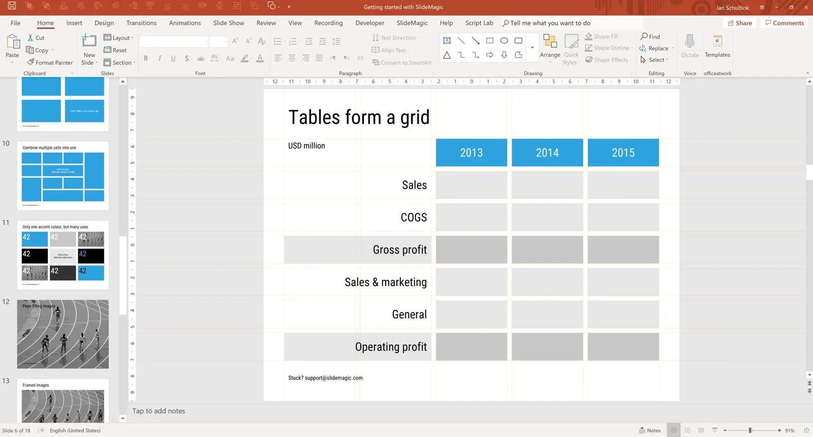  The grid will be reflected in the guide lines on the converted slides 