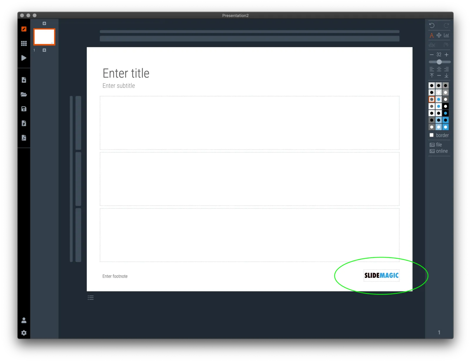  Pro subscribers can add their own logo at the bottom of the slide 