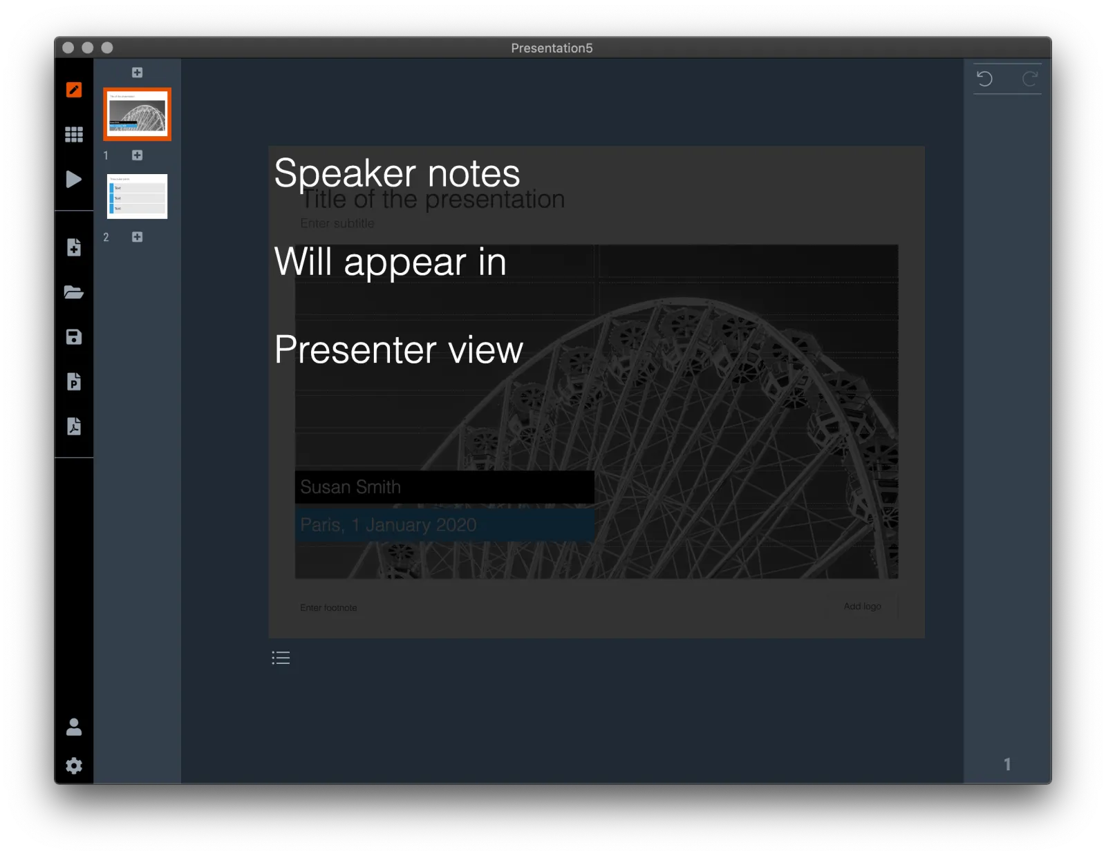  Edit the speaker notes, press Escape to return to the regular slide editing screen 