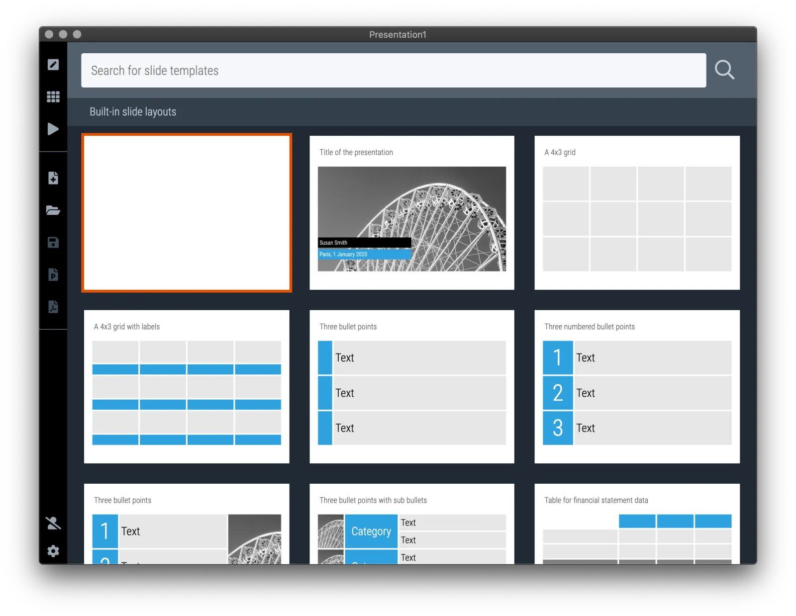  The default slides of SlideMagic: basic layouts 