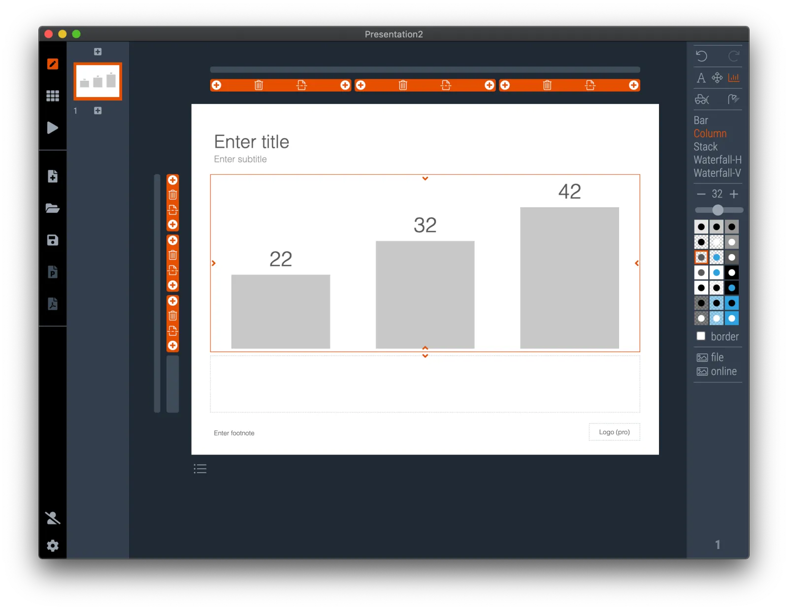 Apply the above guidelines in exactly the same way for column charts… 